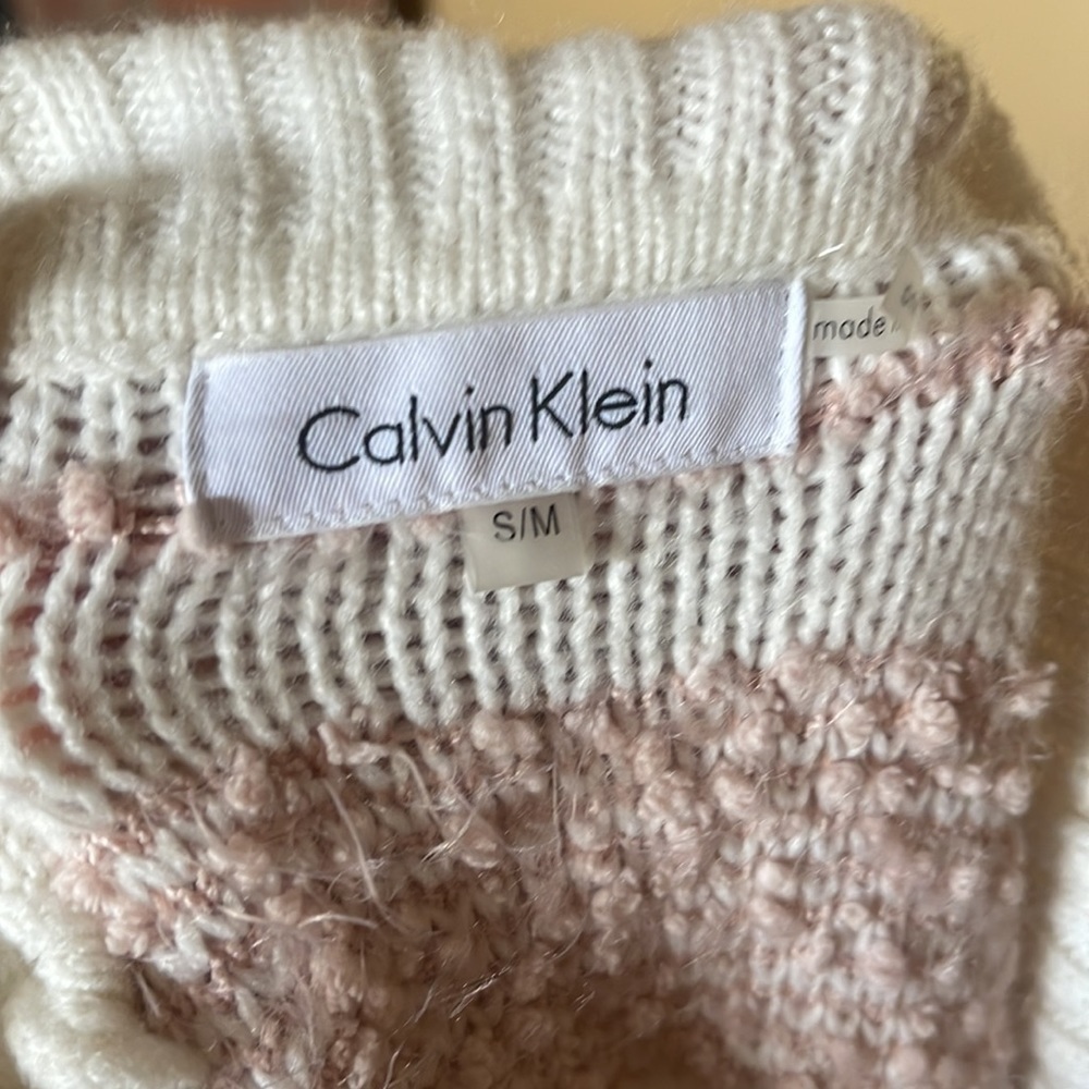 Calvin Klein Pink & White Cowl Neck Sweater Cape - Picture 6 of 7